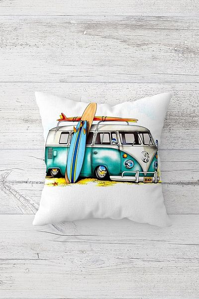 on the clouds Blue Caravan One Side Printed Hidden Zipper Pillow Case Throw Pillow Sofa Pillow Case