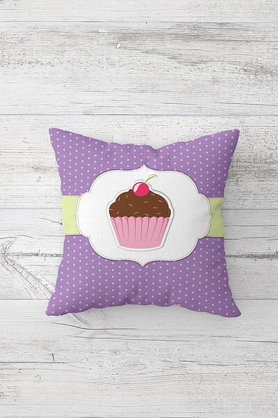on the clouds Față de pernă cu fermoar ascuns, imprimată pe două fețe, cu model cupcake