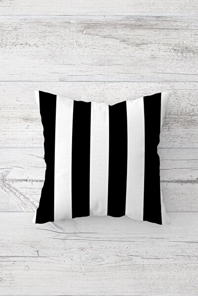 Pelangi غطاء وسادة بسحاب مخفي مطبوع على الوجهين منقوش باللونين الأبيض والأسود