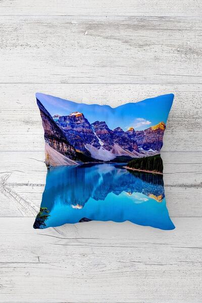 Pelangi غطاء وسادة بسحاب مخفي مطبوع على الوجهين باللون الأزرق، غطاء وسادة للمقعد