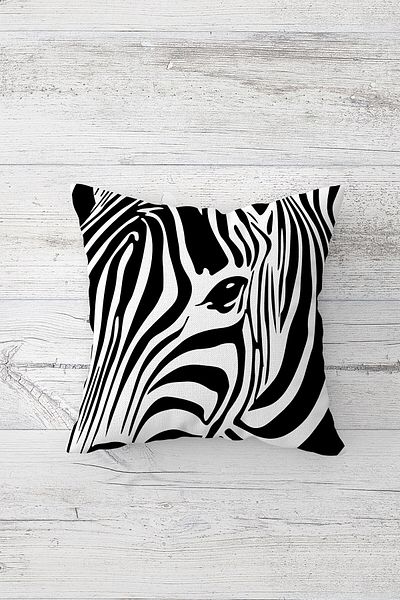 Pelangi Zebra Patterned Double Sided Printed Hidden Zippered Pillowcase Throw Pillow Seat Pillowcase