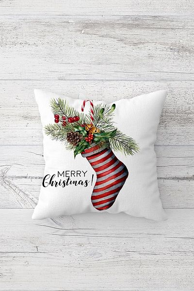 Pelangi New Year Themed Side Printed Hidden Zippered Pillow Case Throw Pillow Seat Pillow Case