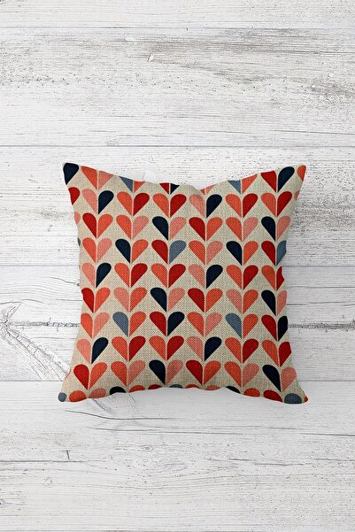 Pelangi Colorful Hearts Double Sided Printed Hidden Zippered Pillowcase Throw...