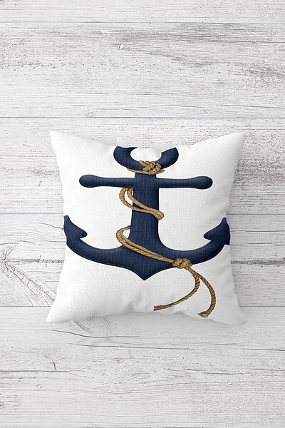 Pelangi Sailor Anchor Double Sided Printed Hidden Zippered Pillowcase Throw Pillow Seat Pillowcase