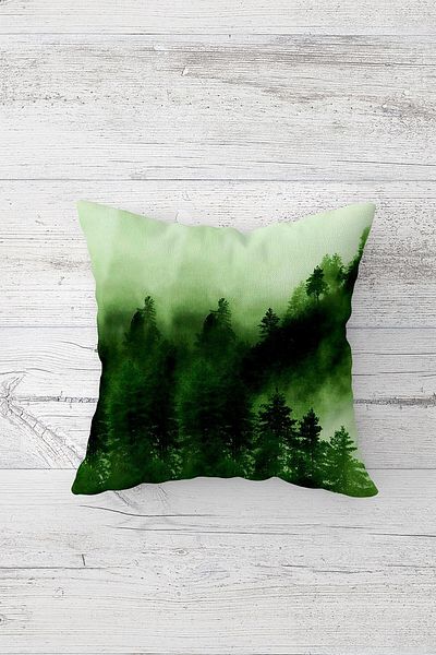 Pelangi Green Fresh Pine Forest Double Sided Printed Hidden Zipper Pillowcase Throw Pillow Seat Pillowcase