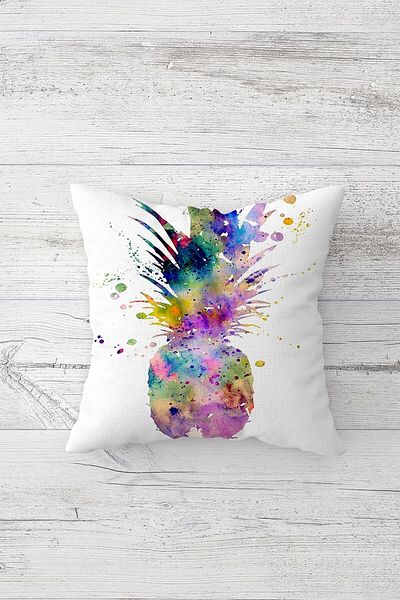 Pelangi Color Explosion Pineapple Double Sided Printed Hidden Zippered Pillowcase Throw Pillow Seat Pillowcase