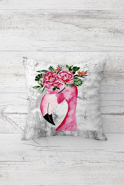 Pelangi Floral Crown Flamingo Double Sided Hidden Zippered Pillowcase Throw Pillow Seat Pillowcase