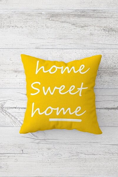 Pelangi Home Sweet Home Çift Tarafı Baskılı Gizli Fermuarlı Yastık Kılıfı Kır...
