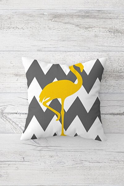 Pelangi Zigzag Flamingo Patterned Double Sided Printed Hidden Zipper Pillowca...