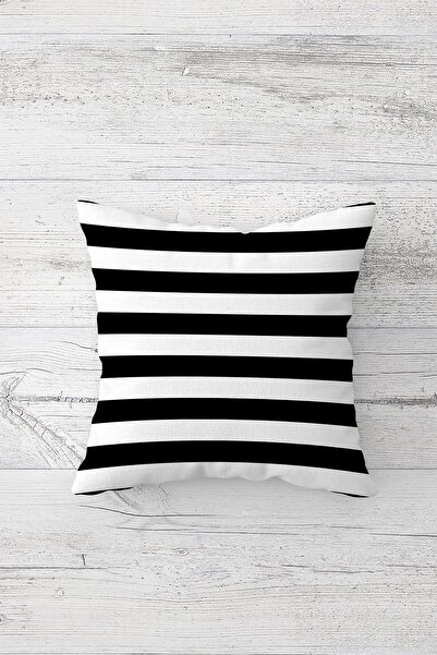 Pelangi أسود أبيض خط نمط الطباعة على الوجهين المخفية زيبر وسادة رمي وسادة مقع...