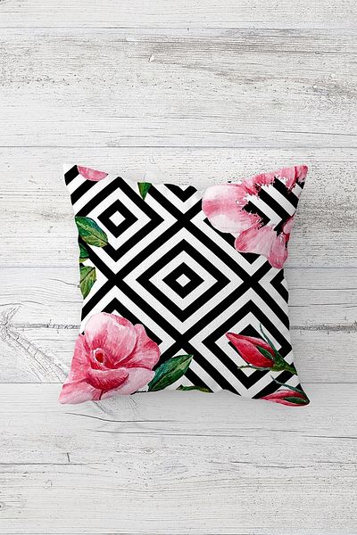 Lina One Side Printed Hidden Zipper Decorative Pillowcase Throw Pillow Case Seat Pillowcase
