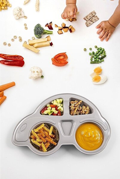 HOMENIVA Kids Baby Food Plate with Compartment and Car Figure