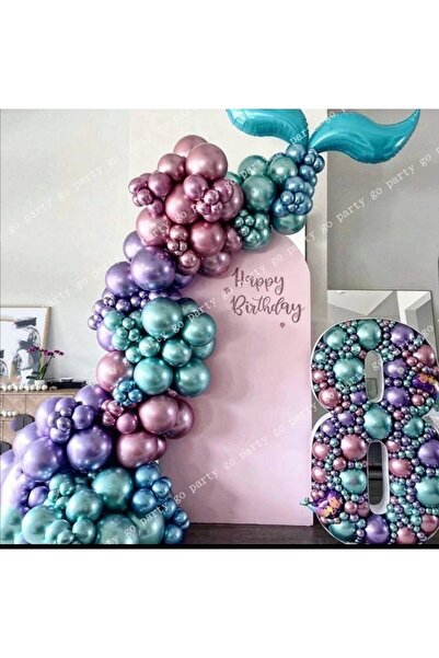 BEST PARTİ DOĞUM GÜNÜ PARTİ SÜSLERİ Chrome Balloon Balloon Chain Pink Green P...