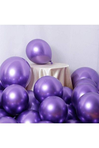 BEST PARTİ DOĞUM GÜNÜ PARTİ SÜSLERİ Purple Chrome Shiny Balloon 10 Pieces