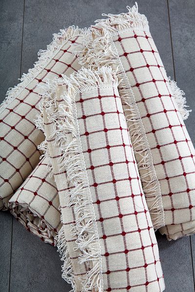 miss linda home collection Калъфка за диван с червен цвят Cotton Buldan Work Claret