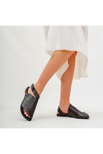 DaphneSandals Sandale de damă cu design special din piele naturală maro - K9000