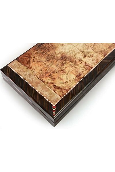 hediye sandalı Artwork Antique World Map Backgammon Set Wooden Backgammon Set