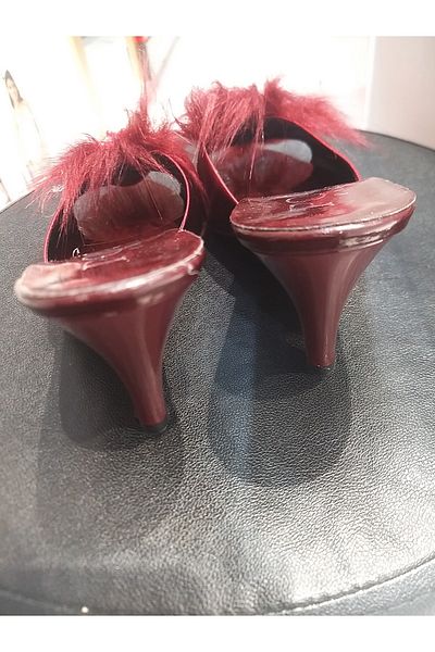 Ebrar Çeyiz Papuci de mireasa cu toc mic burgundy