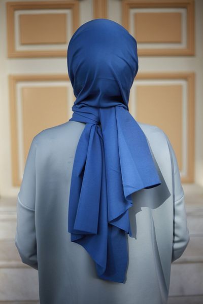 Mode Scarf Eșarfă din Bumbac Hijab Şal Albastru