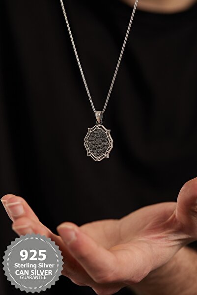 CAN SİLVER 925 Ayar Gümüş Ayet-el Kürsi Dua Yazılı Erkek Kolye