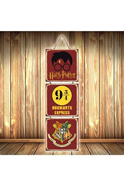 TAKIFİX Harry Potter Tasarımlı Üçlü Retro Ahşap Poster Ü454
