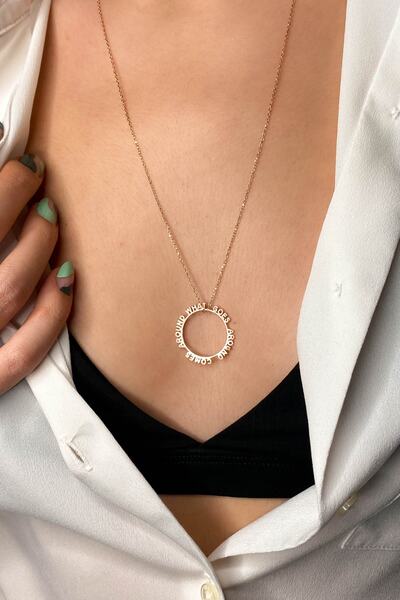 The AC Stories Karma Kolyesi | 925 Ayar Gümüş Minimal Yuvarlak Kolye, Rose Renk