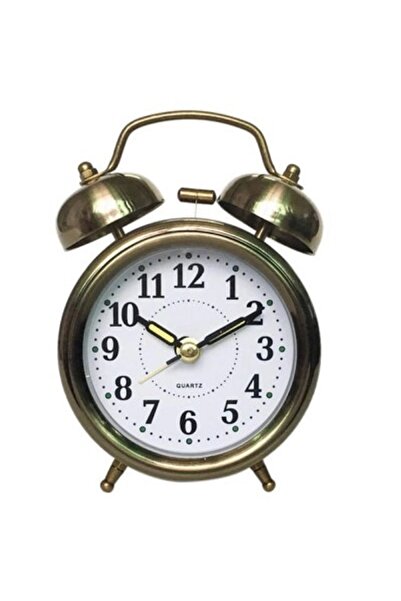 hediyeconcepti Masaüstü Çalar Saat Altın Renk Orta Boy Işıklı