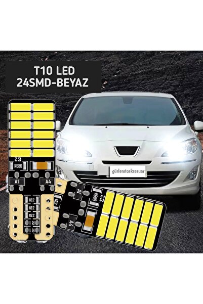 Asegaraj 2 Adet T10 Plaka Ledi Dipsiz Soket 24smd Led Beyaz Araç Ampulü