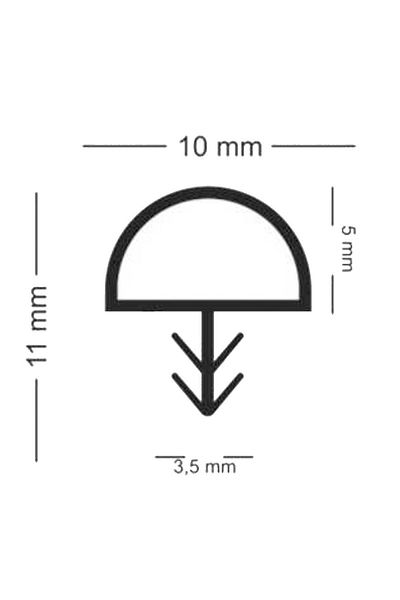ARON D Type **from the middle** Tabbed American Panel Door Seal Gasket White (10mt.)