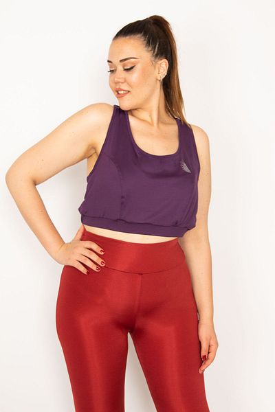 Şans Women's Large Size Plum Back Detailed Crop Bistuary 65n33327