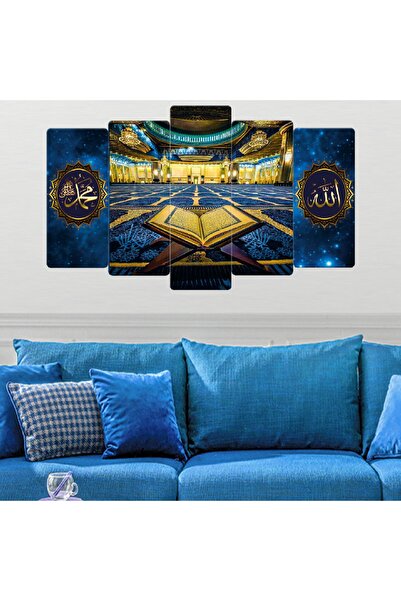 Zevahir Mobilya Dekorasyon Beşli Mdf Sarı Işıklandırmalı Cami Ve Kuran-ı Keri...