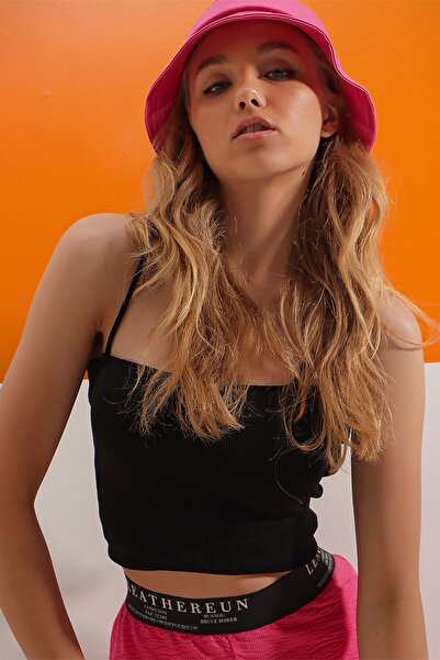 Trend Alaçatı Stili Tricot cu bandă neagră cu curele de frânghie pentru damă,...