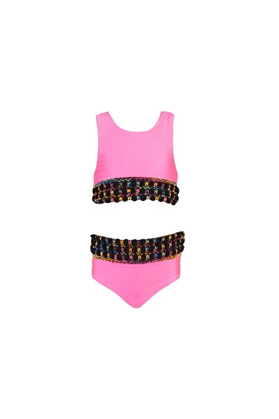 NARC Neon Turuncu Aksesuarlı Çocuk Bikini Takımı