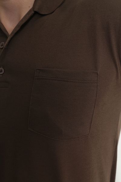 KMKkombin Father King Size Collar Pocket Plain Model Single Color T-Shirt