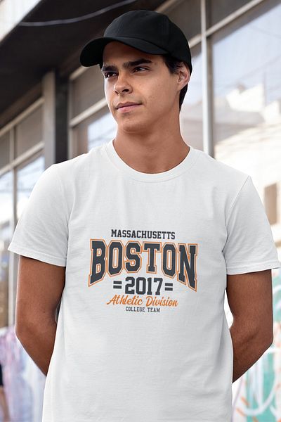SUNFREE Boston Εκτυπωμένο Κανονικό Λευκό T-shirt