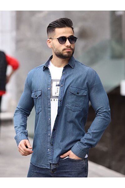FBI Çift Cepli Erkek Olive Jean Gömlek 96077