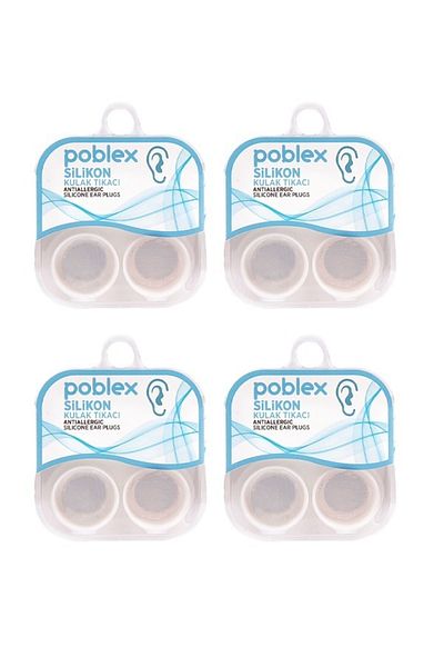 Poblex Silicone Earplugs 4 Pieces - 4 Boxes