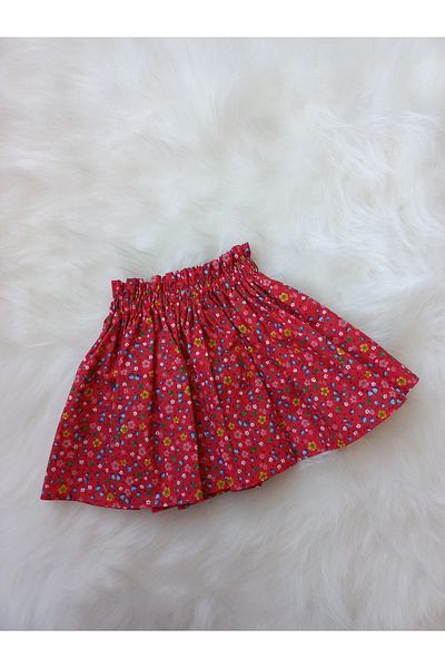 Eylülce Butik Red Floral Patterned Paperbag Skirt