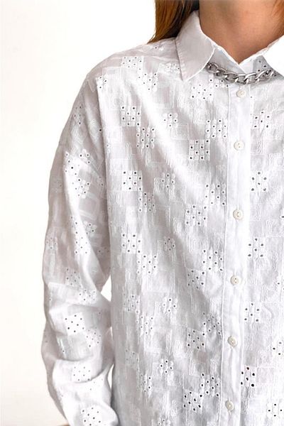 FEMELLE Cămașă de damă brodată - 100% bumbac, detaliu broderie feston