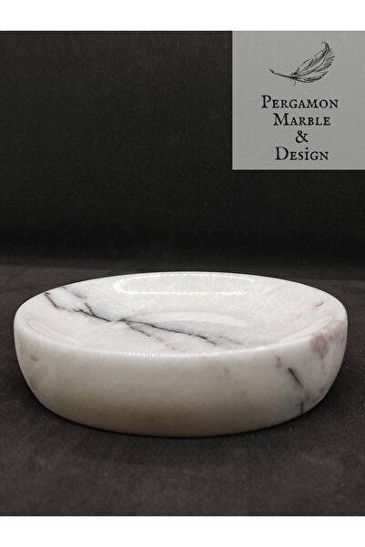 Pergamon طبق صابون صلب من الرخام الحقيقي – 12x3 سم