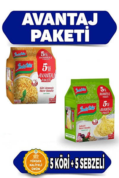 İndomie Köri + Sebzeli Hazır Noodle 10'lu