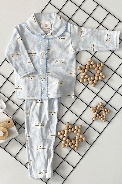 BEBECİBURADA Cotton Cloud Patterned Baby Girl Pajama Set