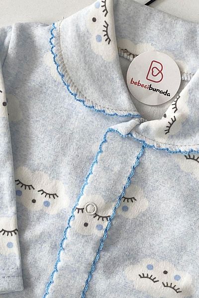 BEBECİBURADA Cotton Cloud Patterned Baby Girl Pajama Set