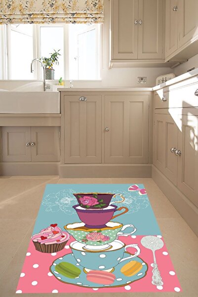 on the clouds Fincan Desenli Dijital Baskı Yıkanabilir Kaymaz Taban Leke Tutm...