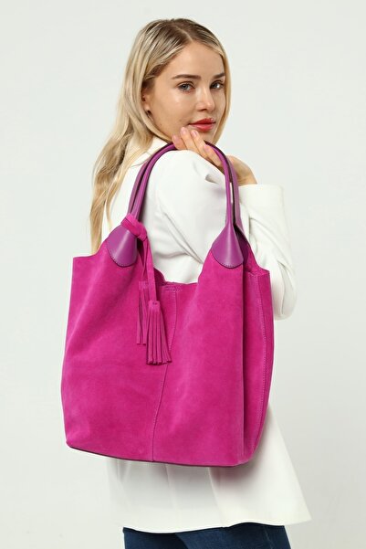 Ysmn Genuine Leather Suede Women's Shoulder Bag - Tassel Detailed, Two Handles Yc011969hsd