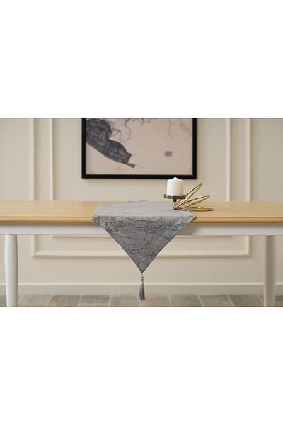TOSHE 35cm X 225cm Gray Runner, Decorative Runner, Patterned Runner