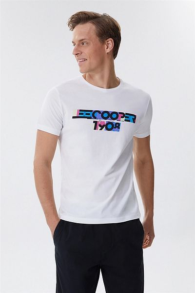 Lee Cooper Ανδρικό μπλουζάκι με λαιμόκοψη Burns Λευκό