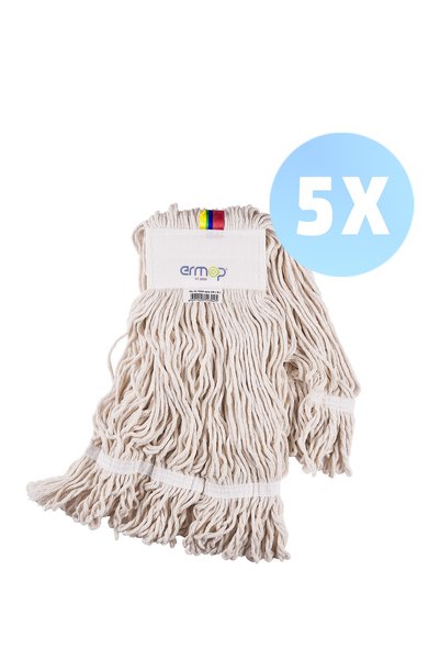Ermop Yüzey Temizliği Islak Mop Set 5 Yedekli 5 Adet Islak Mop Paspas 500 Gr Aparat Ve Alüminyum Boru Sap