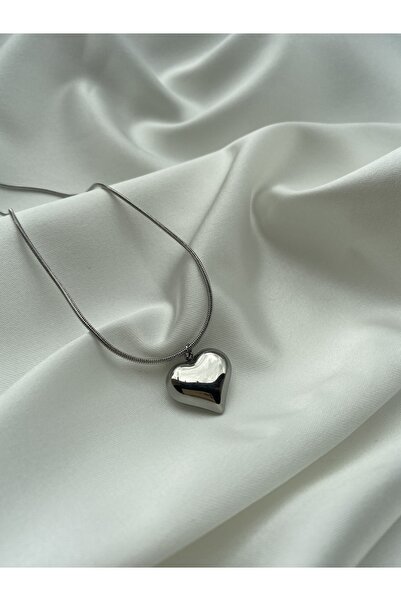 dani aksesuar قلادة فضية اللون من الفولاذ - تفاصيل قلب