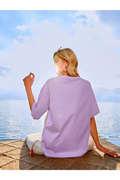 Black Sokak Női lila figura nyomott Oversize póló